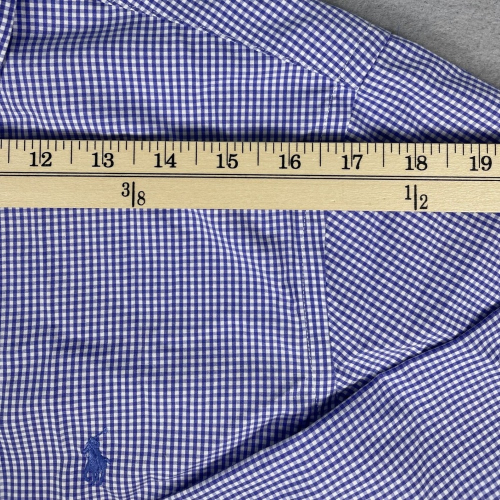 Ralph Lauren Button Down Mens 15.5 32/33 Blue Gingham Easy Care Cotton Shirt - Picture 6 of 9